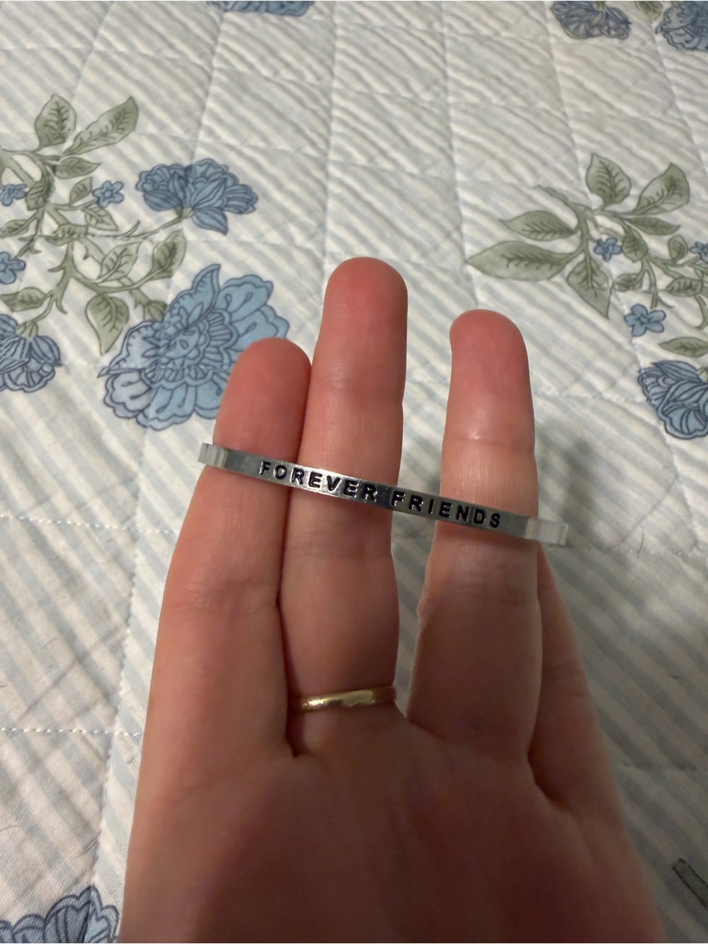 MantraBand Silver 'Forever Friends' Cuff Bracelet
